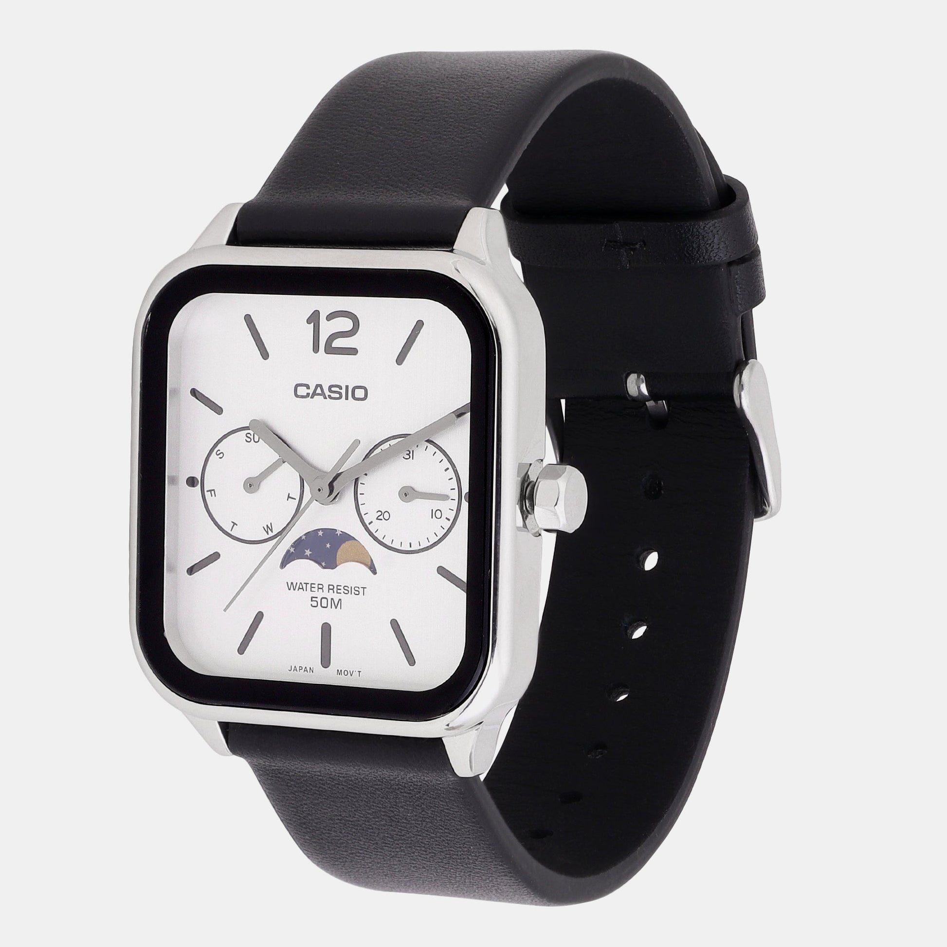 Enticer Men Quartz White Dial Chronograph Leather Watch A2186