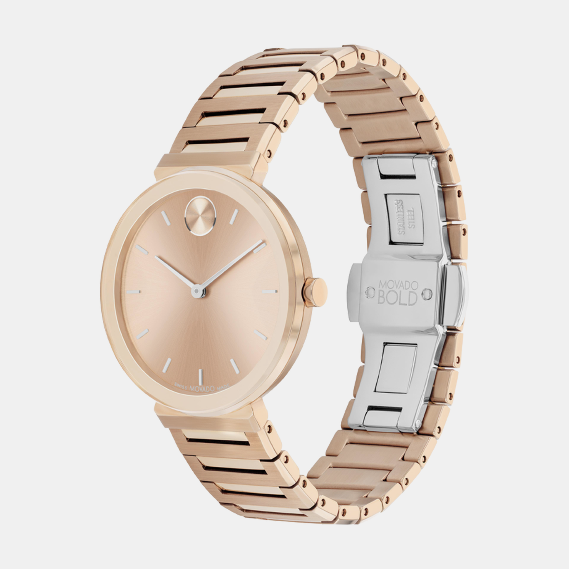 Bold Women Quartz Rose Gold Dial Analog Stainless Steel Watch 3601089