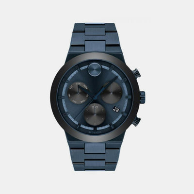 Bold Men Quartz Blue Dial Chronograph Stainless Steel Watch 3600729