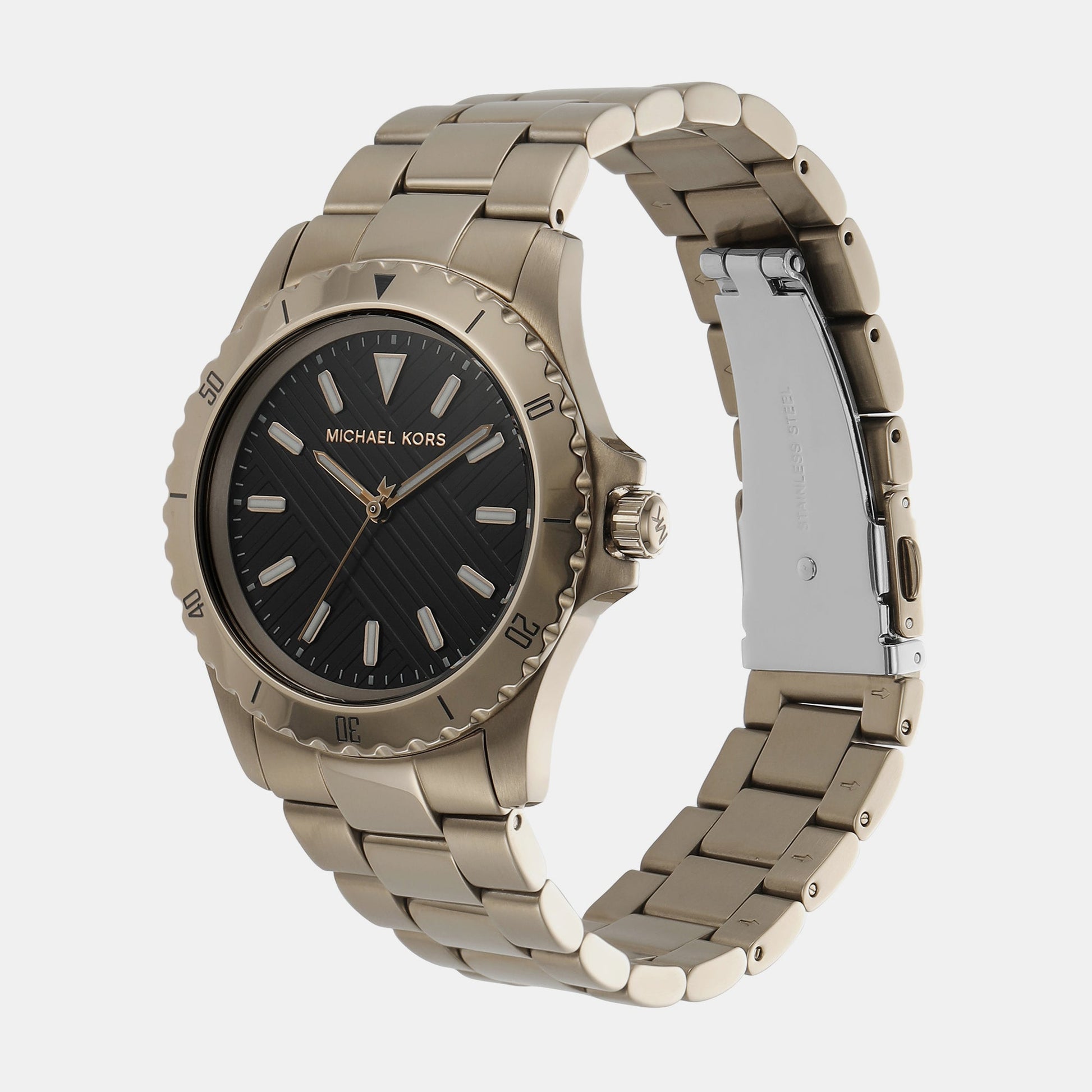 Everest Men Quartz Black Dial Analog Stainless Steel Watch MK9140