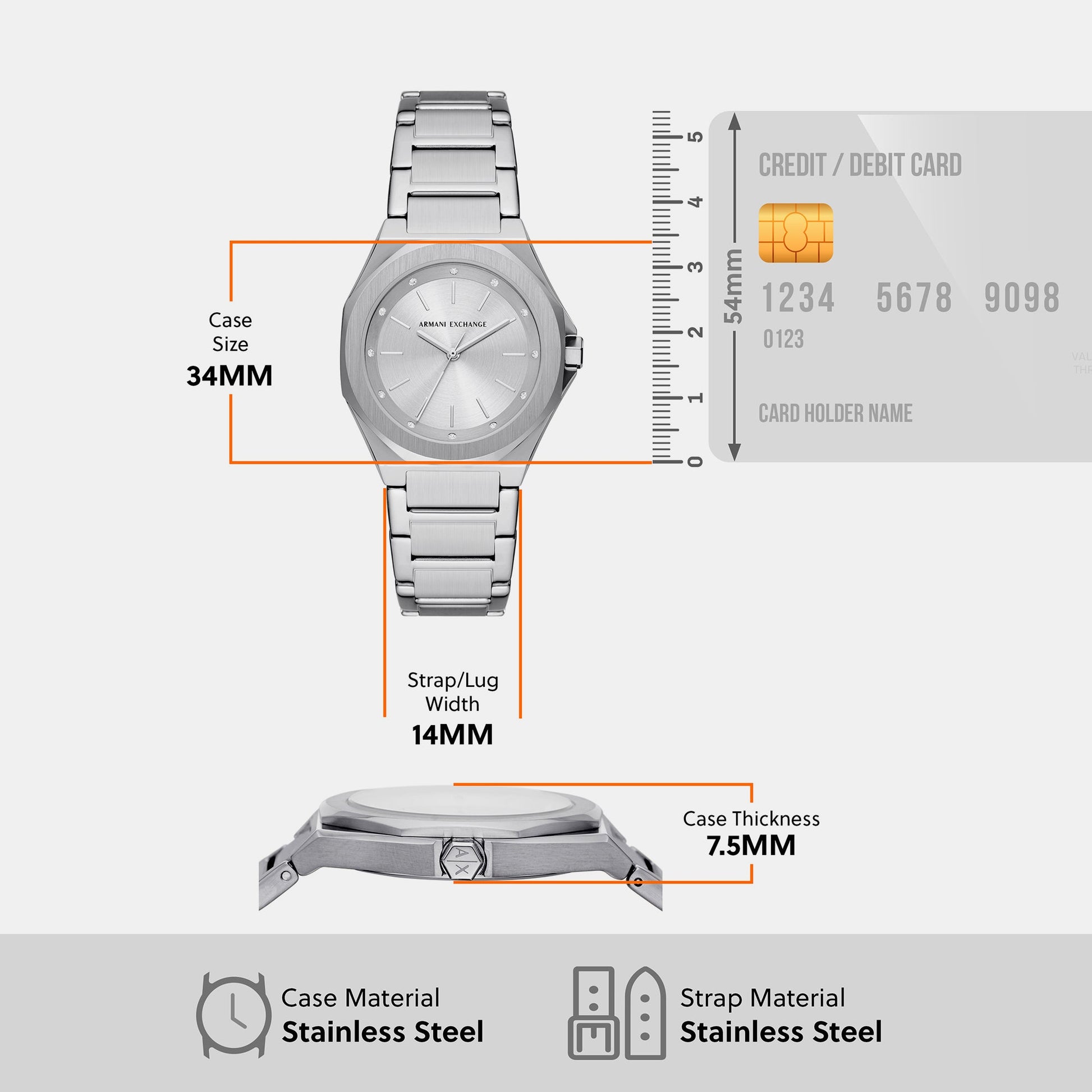 Andrea Women Quartz Silver Dial Analog Stainless Steel Watch AX4606