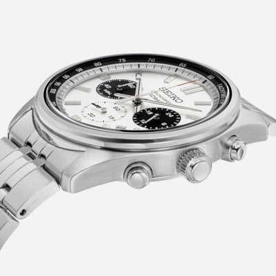 Dress Men Quartz White Dial Chronograph Stainless Steel Watch SSB425P1
