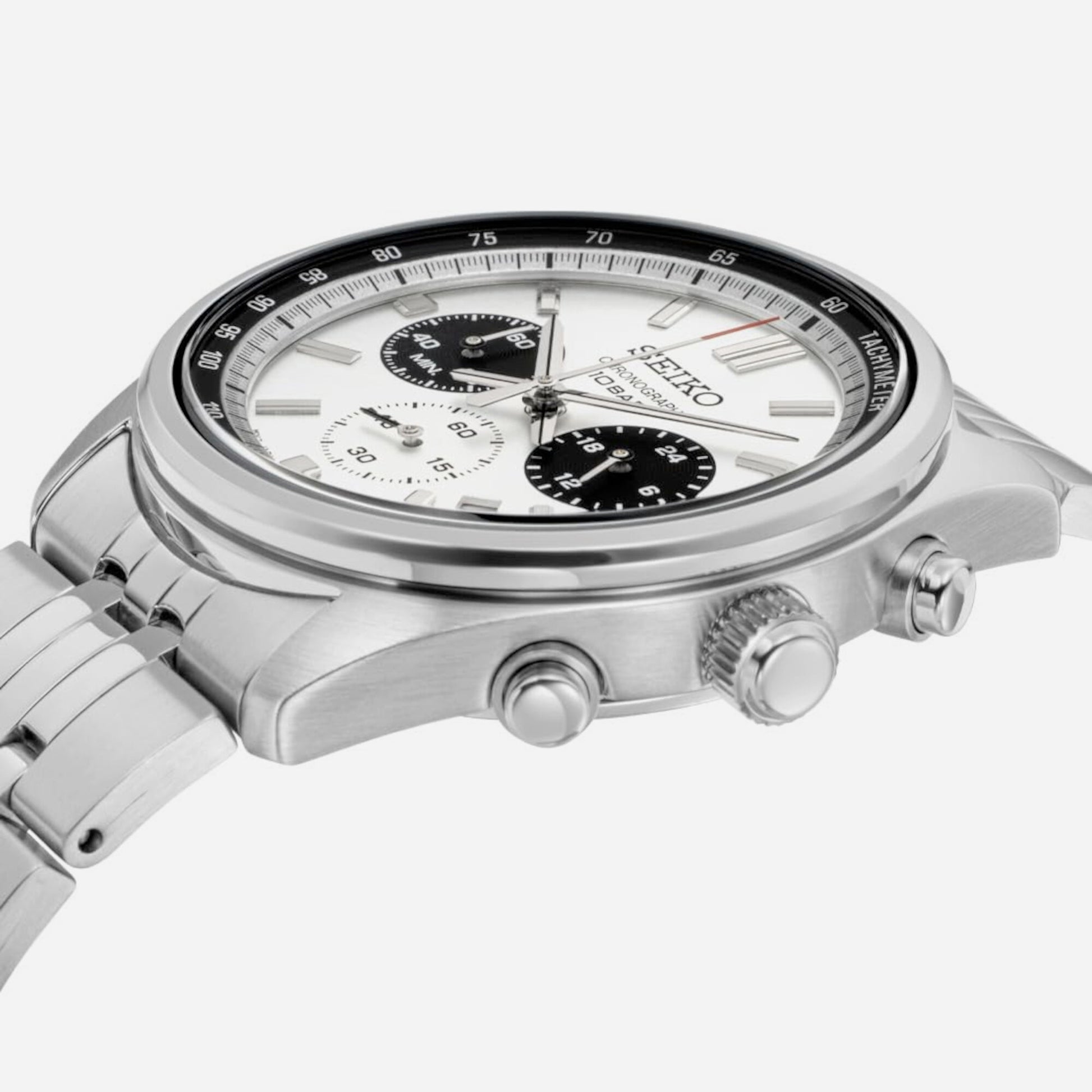 Dress Men Quartz White Dial Chronograph Stainless Steel Watch SSB425P1