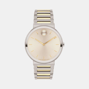 Bold Men Quartz Beige Dial Analog Stainless Steel Watch 3601075