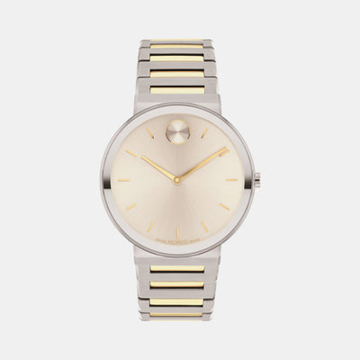 Bold Men Quartz Beige Dial Analog Stainless Steel Watch 3601075