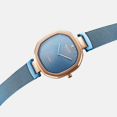 Brilliant Women Quartz Blue Dial Analog Stainless Steel Watch V277LXVMMA