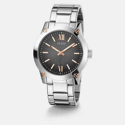 Crescent Men Quartz Grey Dial Analog Stainless Steel Watch GW0574G1