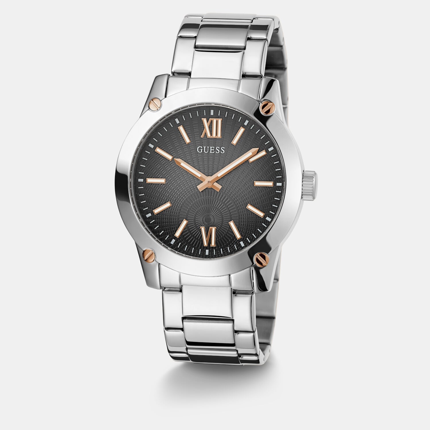 Crescent Men Quartz Grey Dial Analog Stainless Steel Watch GW0574G1
