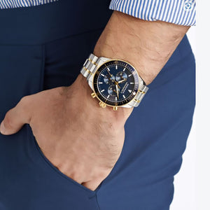 Heritage Men Quartz Blue Dial Chronograph Stainless Steel Watch 3650126