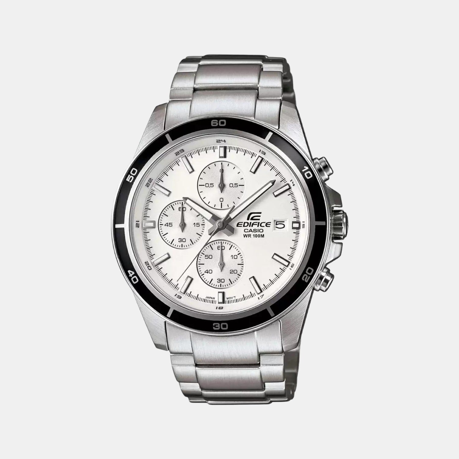 Edifice Men Quartz White Dial Chronograph Stainless Steel Watch EX095