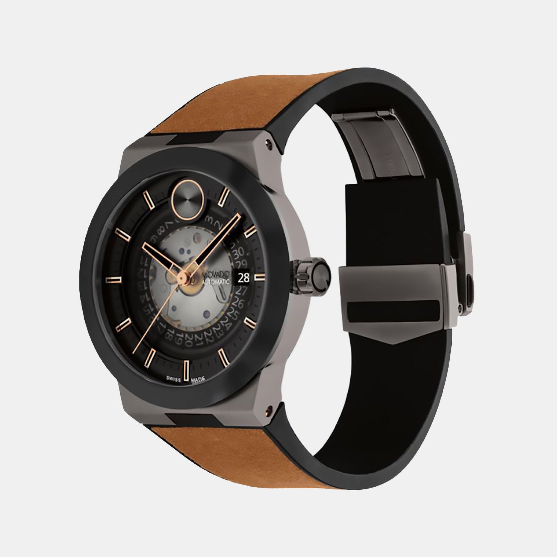 Bold Men Quartz Black Dial Analog Stainless Steel Watch 3600928