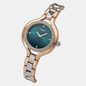 Fria Women Quartz Green Dial Analog Stainless Steel Watch TWEL14009