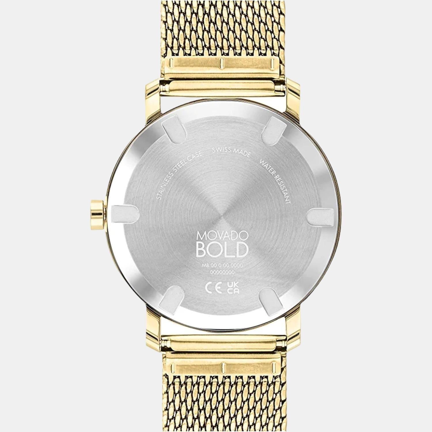 Bold Evolution Men Quartz Gold Dial Analog Stainless Steel Watch 3600791