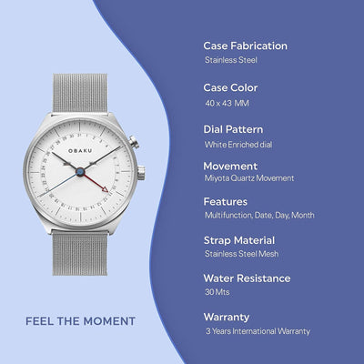 Dato Men Quartz White Dial Analog Stainless Steel Watch V242GMCIMC