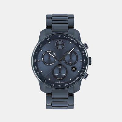 Bold Men Quartz Blue Dial Chronograph Ceramic Watch 3601117