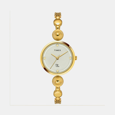 Fria Women Quartz Mother Of Pearl Dial Analog Brass Watch TWEL18200