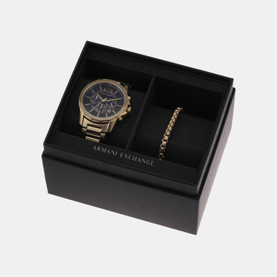 Banks Men Quartz Blue Dial Chronograph Stainless Steel Watch AX7151SET