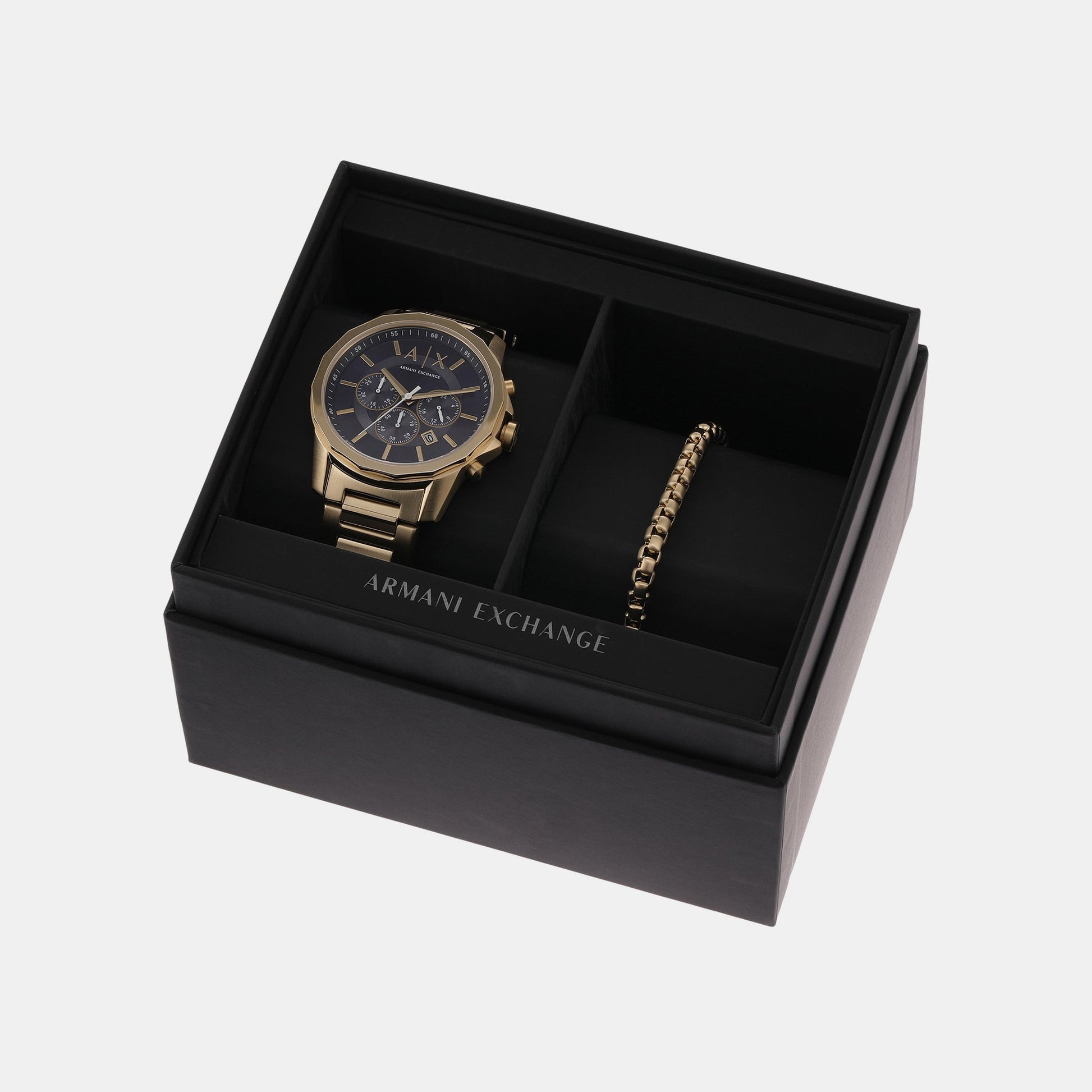 Banks Men Quartz Blue Dial Chronograph Stainless Steel Watch AX7151SET