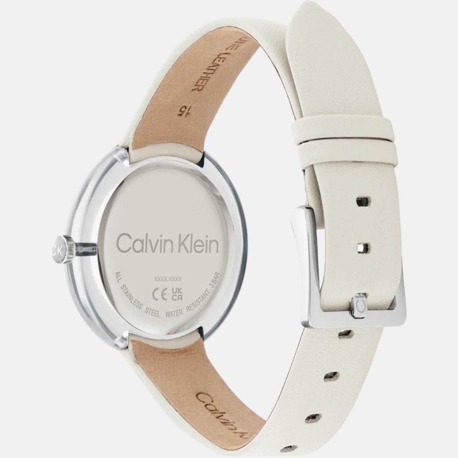 Circular Women Quartz White Dial Analog Leather Watch 25200019