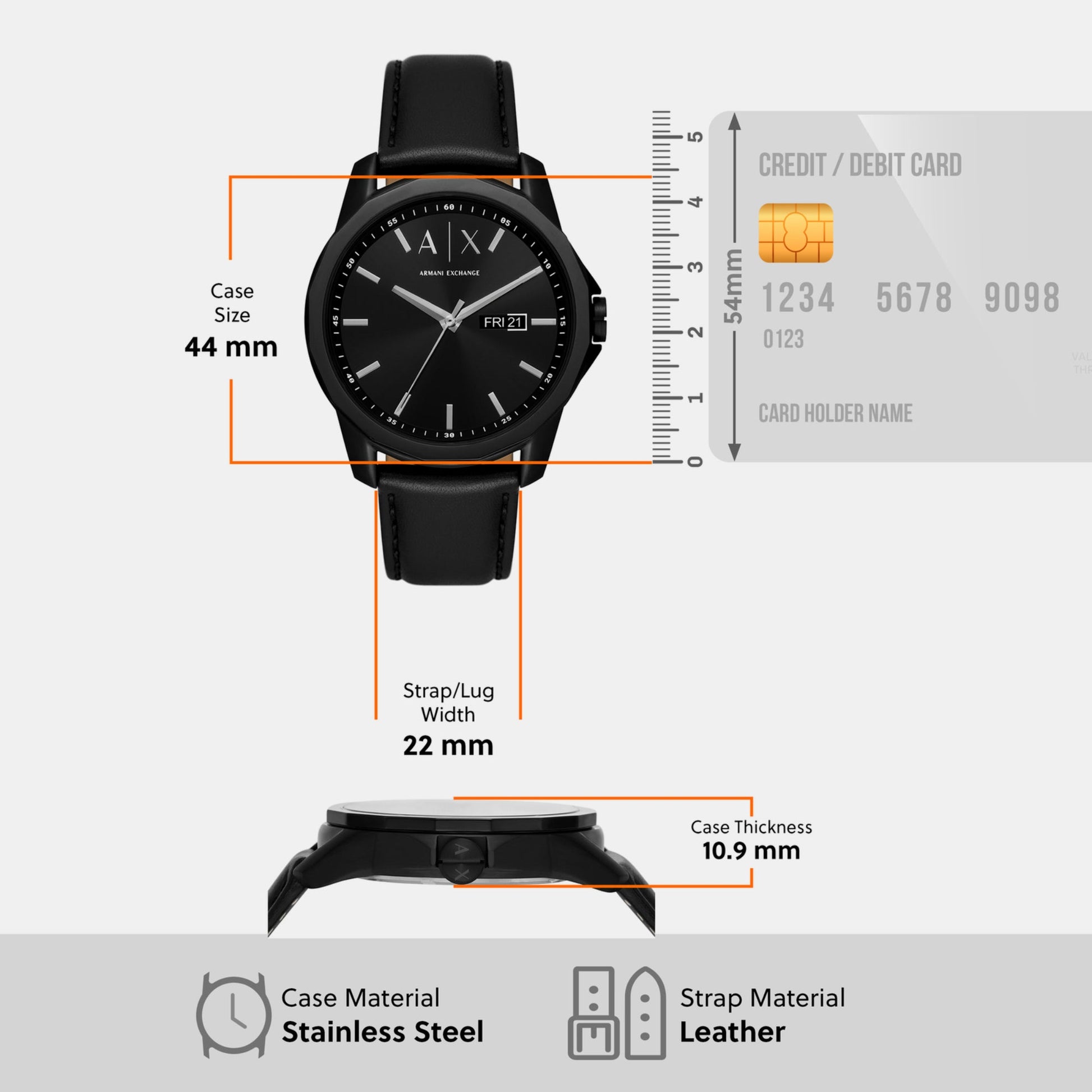 Banks Men Quartz Black Dial Analog Leather Watch AX7147SET