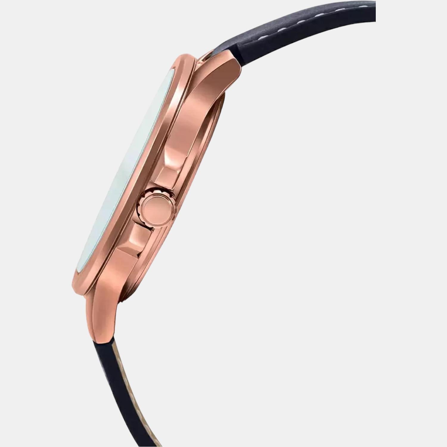Enticer Men Quartz Rose Gold Dial Analog Leather Watch A1827