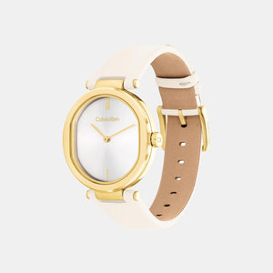 Ck Sensation Women Quartz Silver Dial Analog Leather Watch 25200254