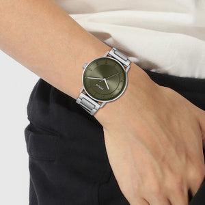 Ensure Men Quartz Green Dial Analog Stainless Steel Watch 1530270