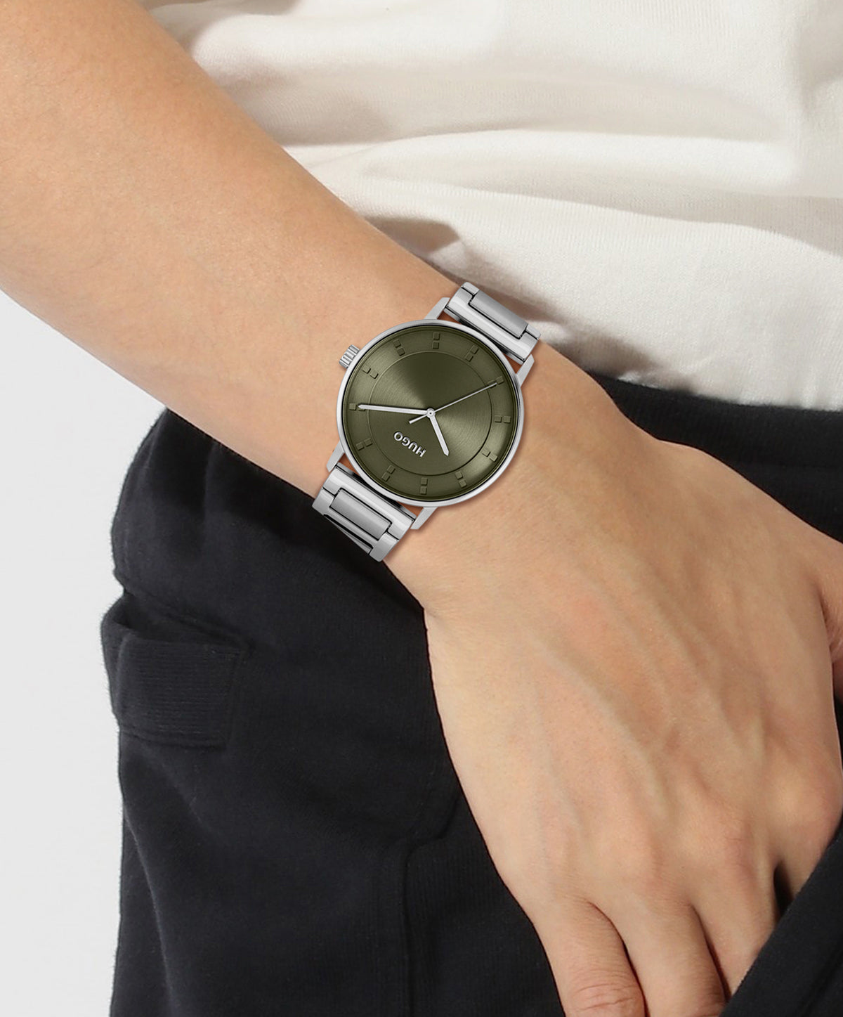 Ensure Men Quartz Green Dial Analog Stainless Steel Watch 1530270