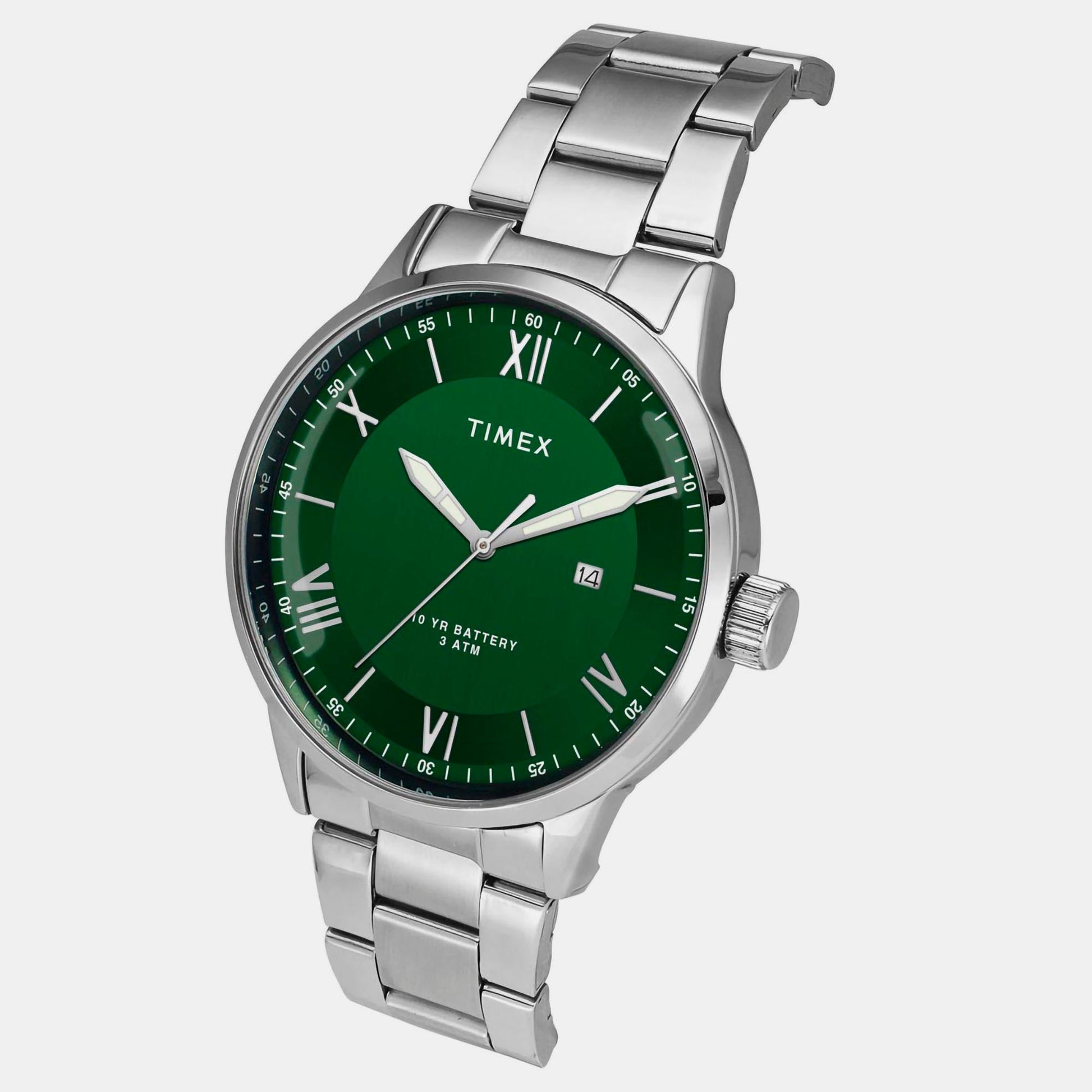 E Class Men Quartz Green Dial Analog Stainless Steel Watch TWEG19918