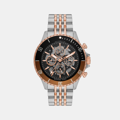 Bayville Men Automatic Black Dial Chronograph Stainless Steel Watch MK9046