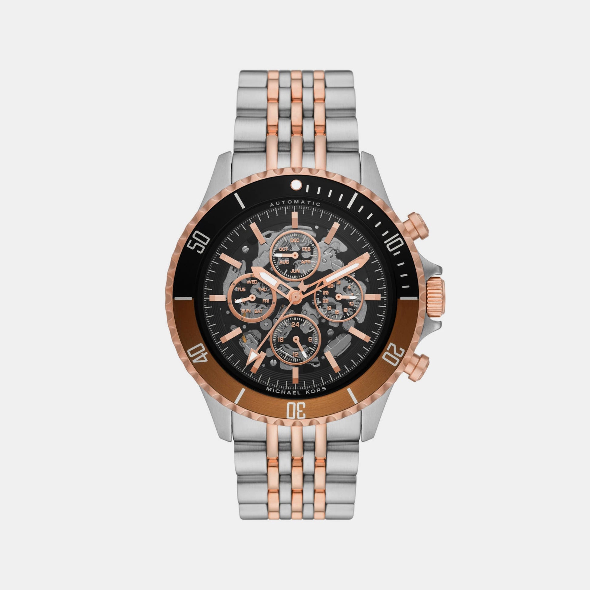 Bayville Men Automatic Black Dial Chronograph Stainless Steel Watch MK9046