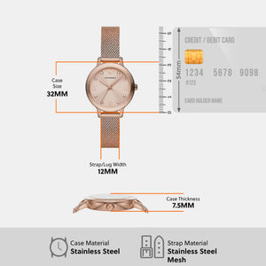 cleo Women Quartz Rose Gold Dial Analog Stainless Steel Watch AR11512
