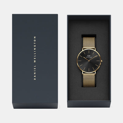 Classic Men Quartz Black Dial Analog Stainless Steel Watch DW00100631K