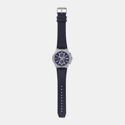 Edifice Men Quartz Blue Dial Chronograph Leather Watch ED587