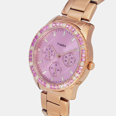 E Class Women Quartz Rose Gold Dial Analog Stainless Steel Watch TWEL16801