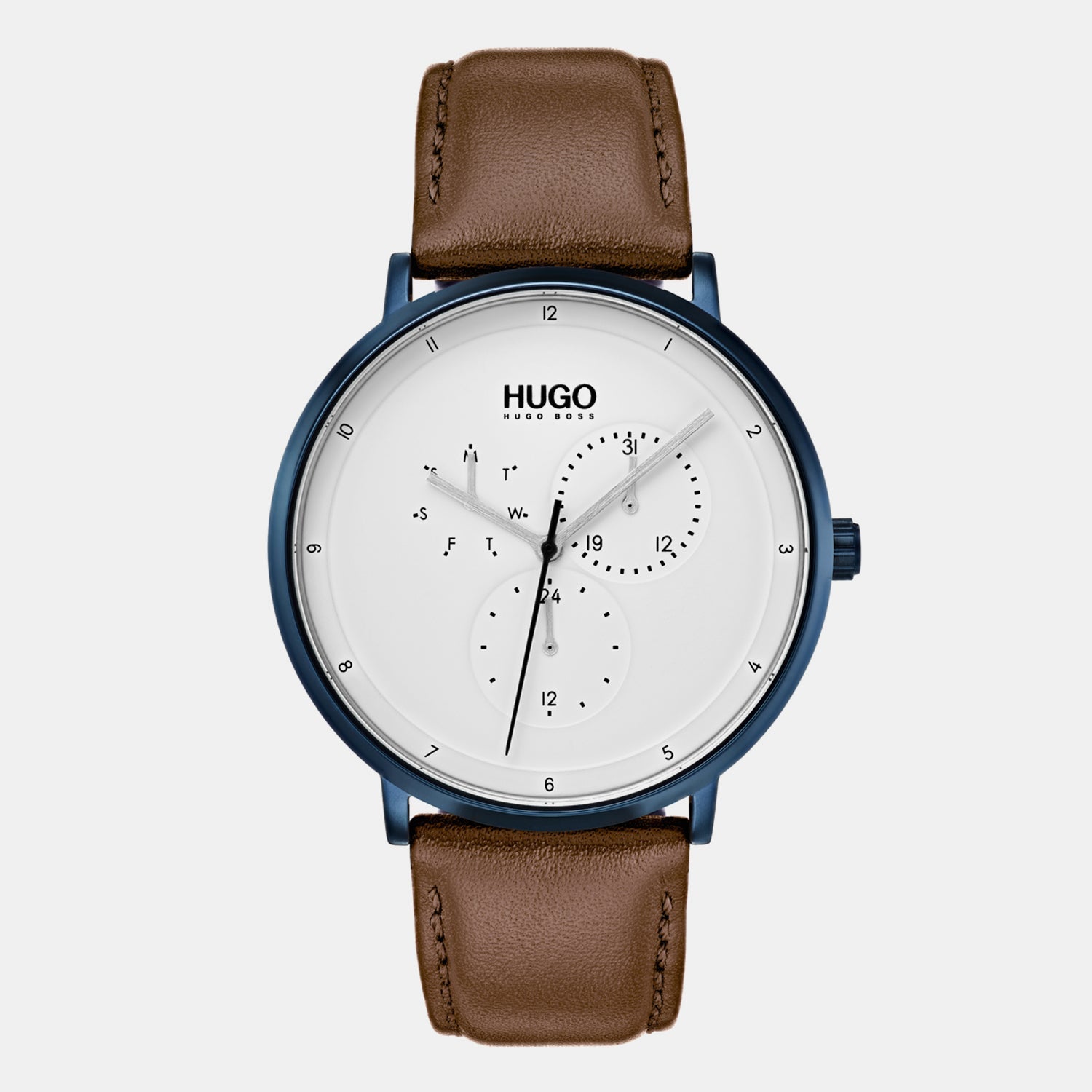 Guide Men Quartz White Dial Analog Leather Watch 1530008