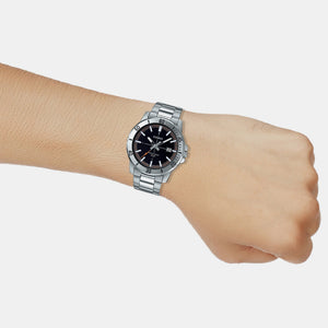 Enticer Men Quartz Black Dial Analog Stainless Steel Watch A1734