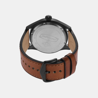 Defender Men Solar Black Dial Analog Leather Watch FS5978