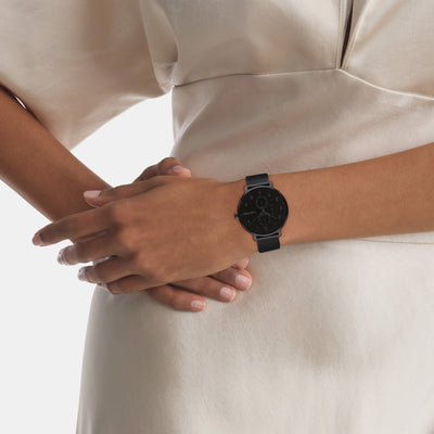 Ck Stun Unisex Quartz Black Dial Analog Mesh Watch 25200401