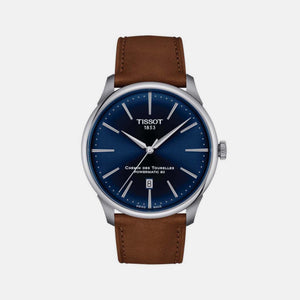 Chemin Des Tourelles Men Automatic Blue Dial Analog Leather Watch T1394071604100