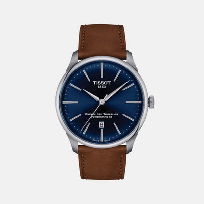 Chemin Des Tourelles Men Automatic Blue Dial Analog Leather Watch T1394071604100