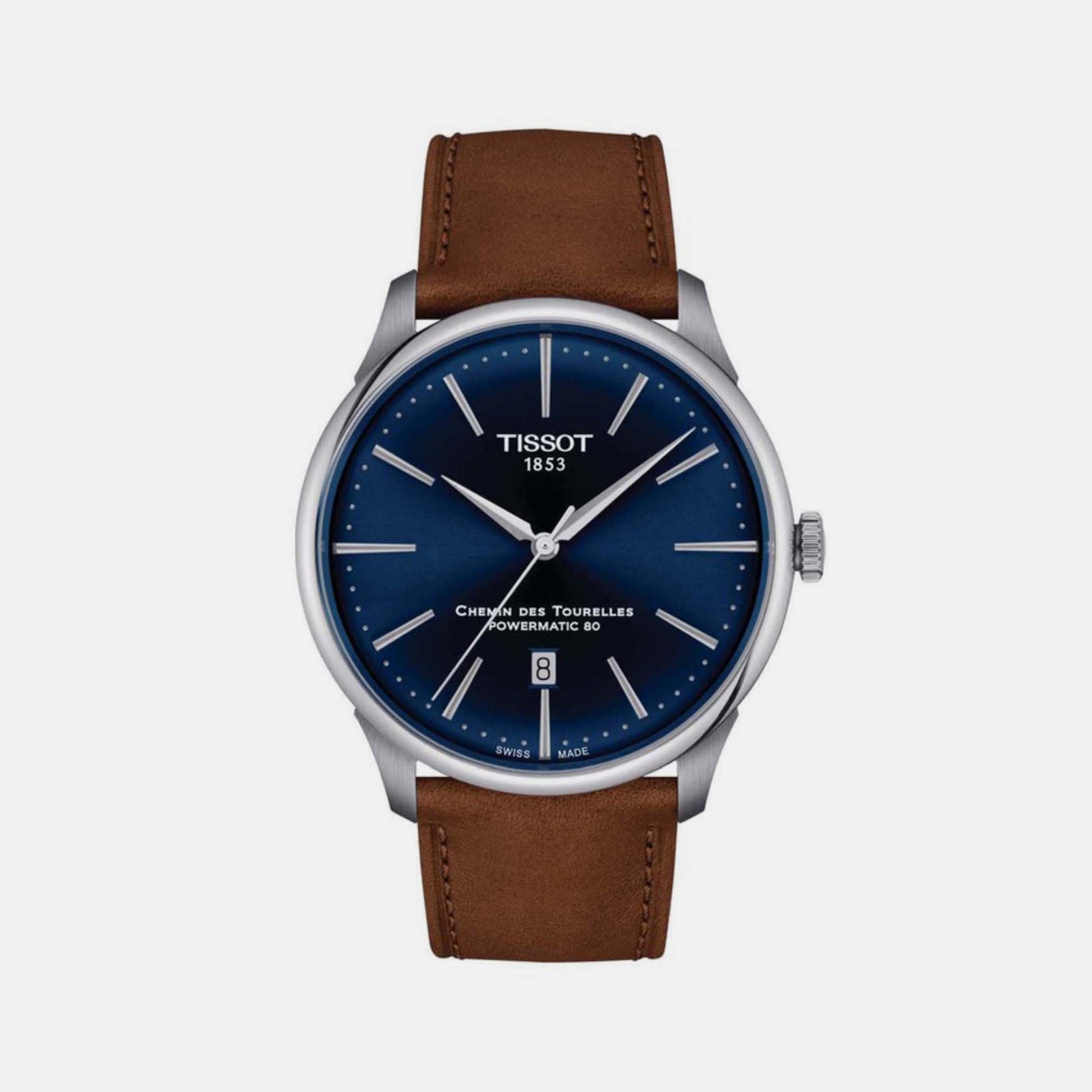 Chemin Des Tourelles Men Automatic Blue Dial Analog Leather Watch T1394071604100