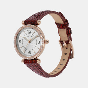 Carlie Women Quartz Rose Gold Dial Analog Leather Watch ES5296