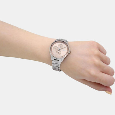 Grand Course Women Quartz Rose Gold Dial Chronograph Stainless Steel Watch 1502604