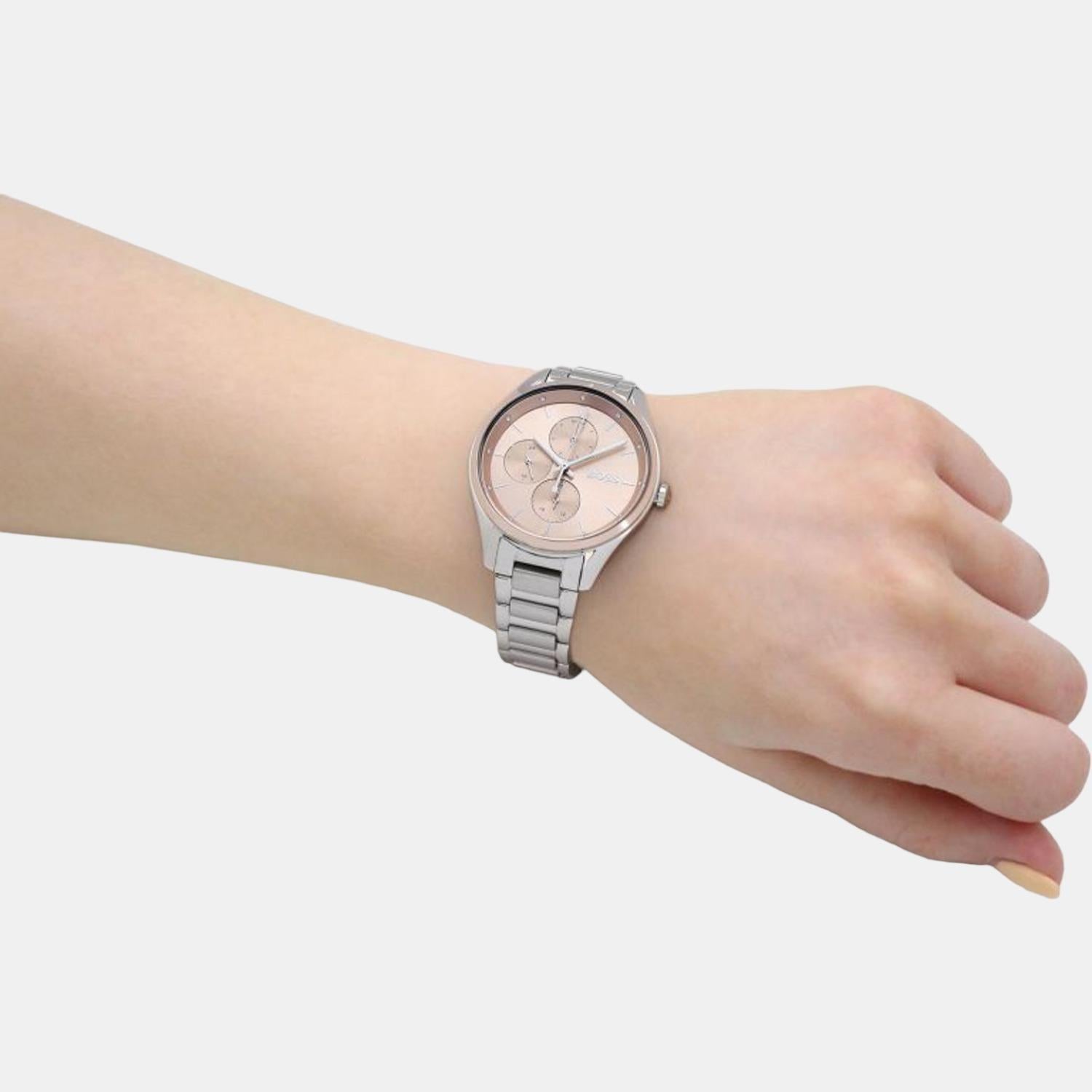 Grand Course Women Quartz Rose Gold Dial Chronograph Stainless Steel Watch 1502604
