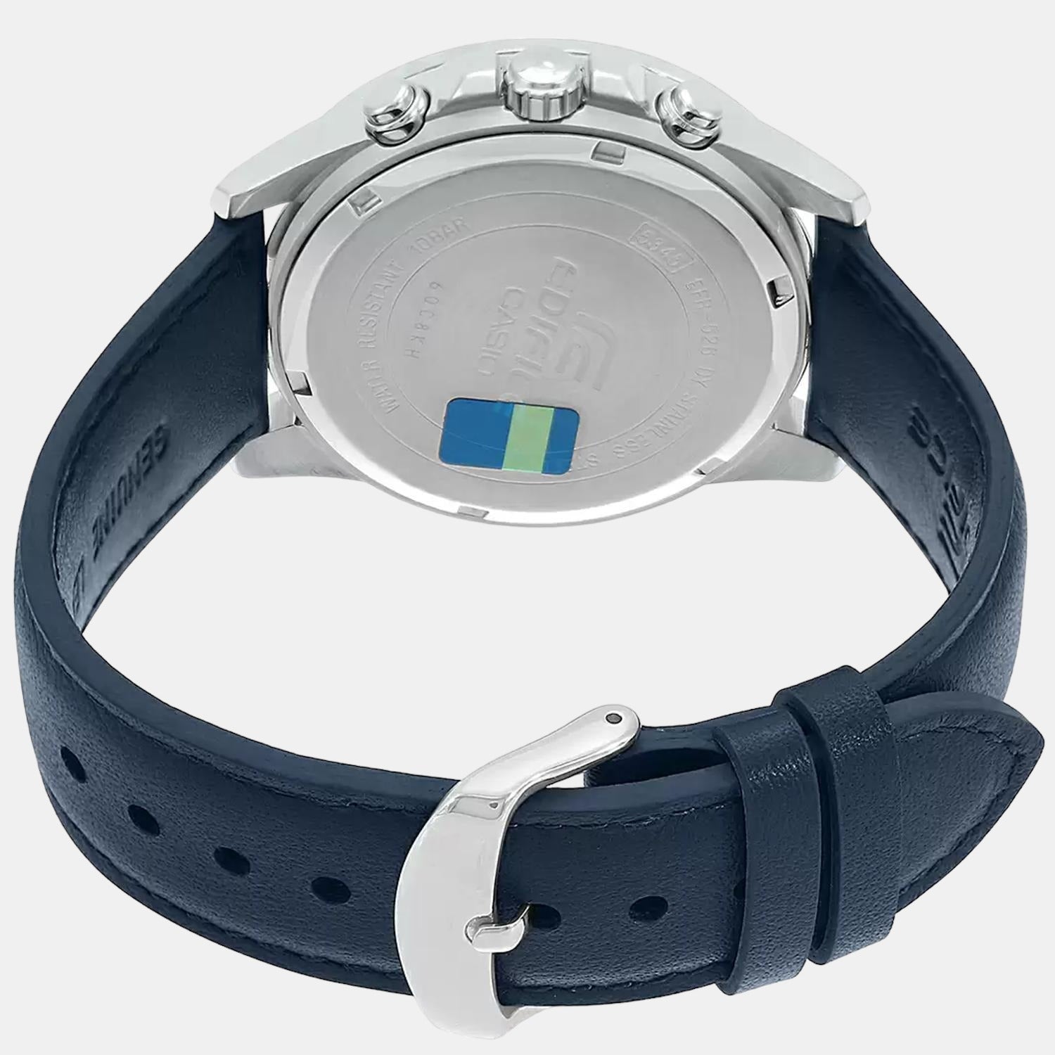 Edifice Men Quartz Blue Dial Chronograph Leather Watch EX302