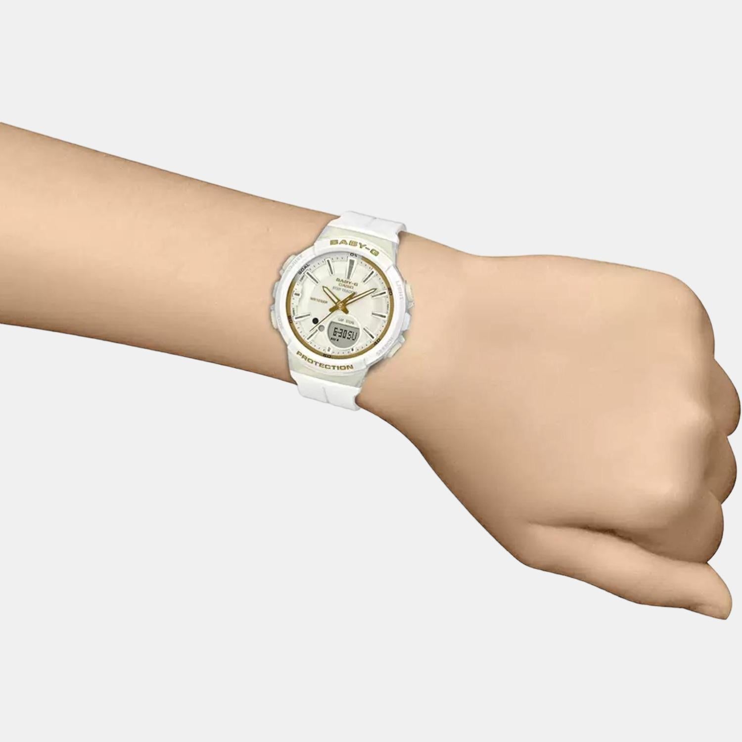 Baby-G Women Quartz White Dial Analog-Digital Resin Watch B212