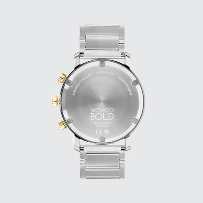 Bold Men Quartz Silver Dial Chronograph Stainless Steel Watch 3600888