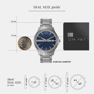 Hampton Men Quartz Blue Dial Analog Stainless Steel Watch AX2451