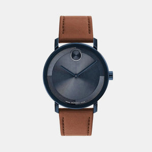 Bold Men Quartz Blue Dial Analog Leather Watch 3601093